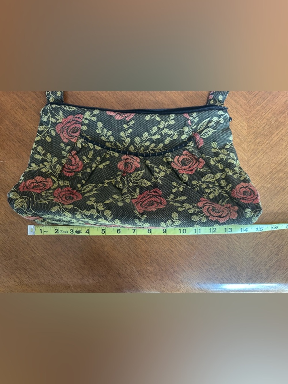 Maruca Design Boulder CO Handmade Tapestry Pleated Shoulder Bag - Vintage Rose - Picture 7 of 9